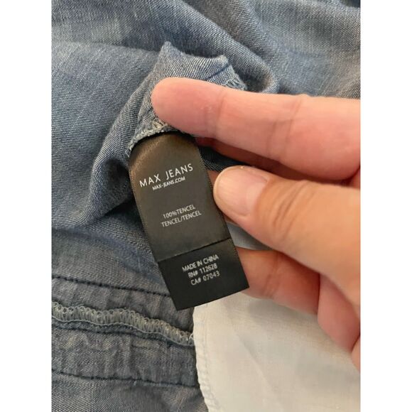 Max Jeans Sleeveless Chambray Tencil Denim Lightweight Shift Dress with Trim - Picture 12 of 13